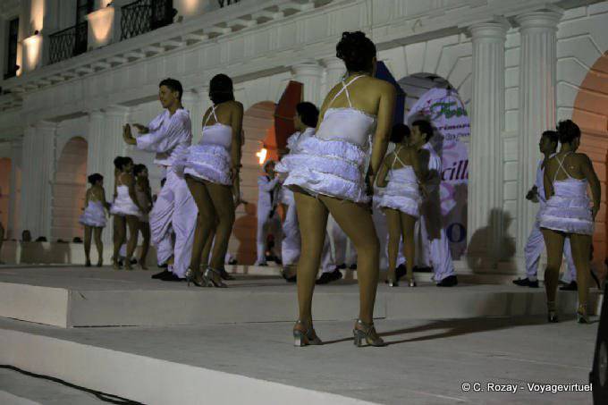 Behind dancers, dance in front of the Town Hall, San Cristobal de Las Casas - Mexico