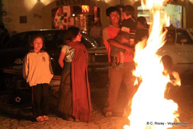 Family before the fire, Easter Eve, San Cristobal de Las Casas - Mexico