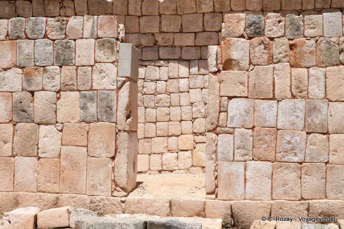 Walls of cubic stones, North Palace, Sayil - Mexico
