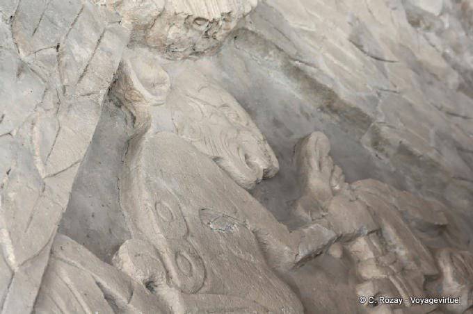 Fragment of the bas-relief mural of the four suns, Tonina - Mexico