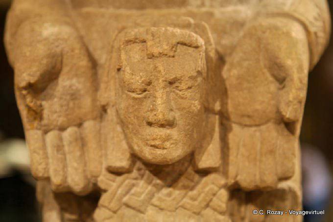 Statue holding his own head in his hands, museum Tonina - Mexico
