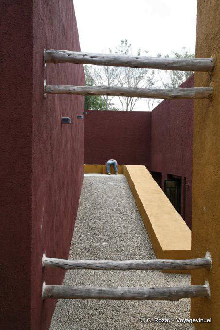Architectural nap outside Tonina Museum - Mexico