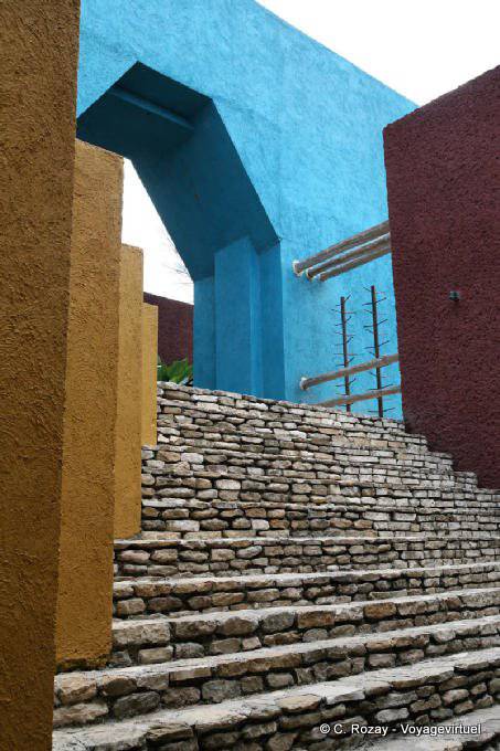 Architectural effects outside Tonina Museum - Mexico