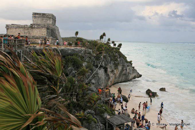 The beach at the foot of the Temple of the God of Wind, Tulum - Mexico