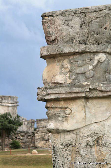 Sacred facing the corner of the Temple of Frescoes, Tulum - Mexico