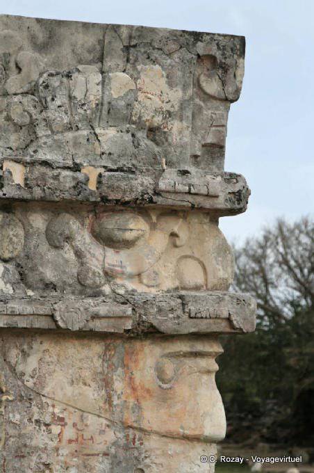 Stone profile in a corner, Templo de las Pinturas, Tulum - Mexico