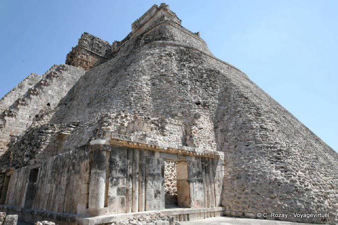 Bedrock at the base of the temple I Adivino, Pyramid of the Magician, Uxmal - Mexico