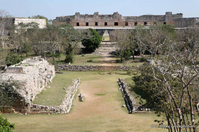 Juego de Pelota view and las Monjas Cuadrangula from the Casa de las Tortugas, Uxmal - Mexico