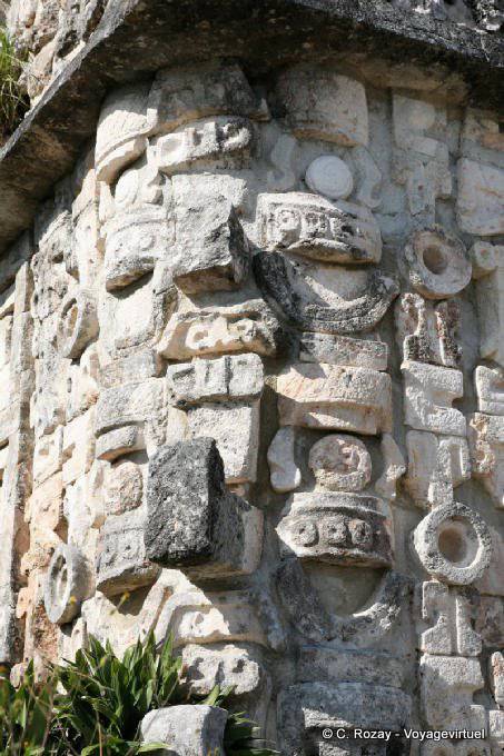 Sculpture on the base of the Great Pyramid, Uxmal - Mexico