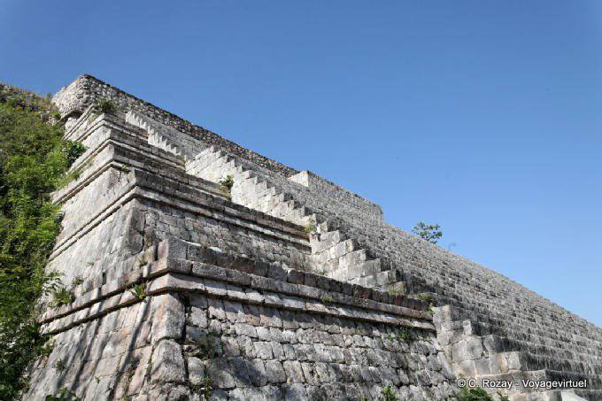 Vertical drop steps of the grand staircase, Great Pyramid, Uxmal - Mexico