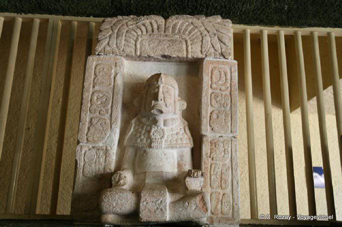 Sculpture in the lotus position, Museum, Uxmal - Mexico