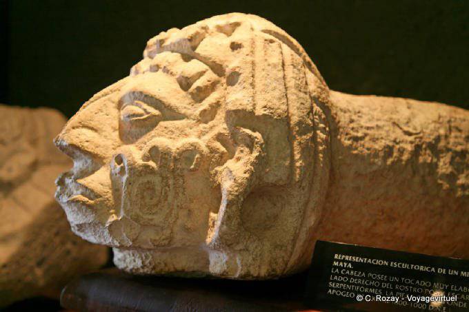 Mayan profile, Museum of Uxmal sculpture - Mexico