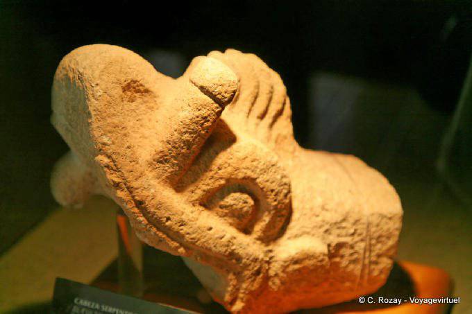 Snake head, Uxmal museum - Mexico