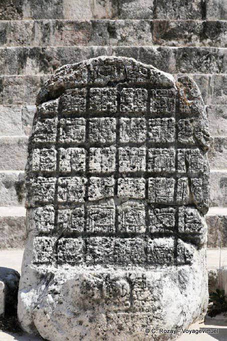 Stele with hieroglyphs, Nunnery, Uxmal - Mexico
