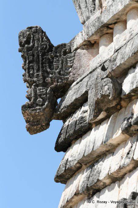 Snakehead, corner sculpture, Uxmal - Mexico