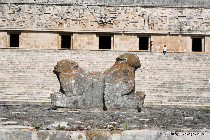 The throne Jaguar before the Governor's Palace, Uxmal - Mexico