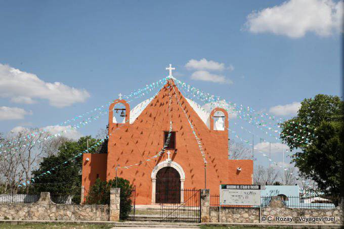 Beautiful restored church in the Yucatan - Mexico