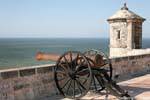 Canon facing the sea, Fort San Miguel, Campeche, Mexico.