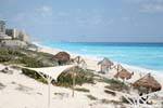 View of the bay and the city, Playa Delfines, Cancun, Mexico.
