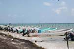 Alignment motor boats, Puerto Juarez, Cancun, Mexico.