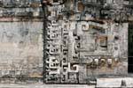 Chicanna, closeup on decorative sculptures of the structure II, Mexico.