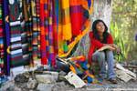 Scarves color, the girl at the foot of the tree, Chichen Itza, Mexico.