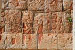 Focus on color sculptures, Templo del Hombre Con Barba, Chichen Itza, Mexico.