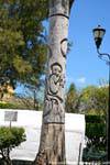 Sculpture on a tree trunk, Zocalo, Comitan de Dominguez, Mexico.