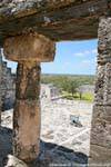 Column under the portico, Structure of the Five Levels Edzná, Mexico.