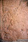 Detail of sculpture at the bottom of the stele Edzná, Mexico.