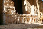Decoration carved into the bottom of the left door, entrance to the Acropolis, Ek Balam, Mexico.