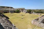 Panorama of the central square of the archaeological site of Kabah, Mexico.