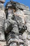 Codz Poop, a statue on the east side of the Jaguar sculpture, Kabah, Mexico.
