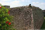 Angle of the wall of the Fort of San Felipe, Laguna Bacalar, Mexico.