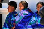 Traditional blue shawl with purple flowers, Peace Square, San Cristobal de Las Casas, Mexico.