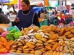 Baked goods in bulk, festival, San Cristobal de Las Casas, Mexico.