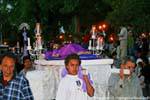 Jesus Christ died worn in a canopy, Easter procession, San Cristobal de Las Casas, Mexico.
