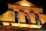 The bell tower seen at night, church of San Nicolás, San Cristobal de Las Casas, Mexico.
