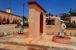 Statues on the main square, Santa Elena, Mexico.