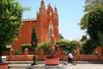 The Church of San Antonio, view from the Calle 26, Ticul, Mexico.