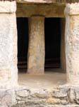 Columns in one piece, archaeological site of Tulum, Mexico.