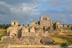 Panoramic view of the main palace, El Palacio, Tulum, Mexico.