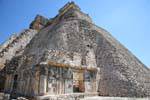 Bedrock at the base of the temple I Adivino, Pyramid of the Magician, Uxmal, Mexico.