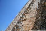 Focus on the edge staircase Adivino Pyramid of the Magician, Uxmal, Mexico.