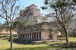Portico of the building of the Iguana, Uxmal, Mexico.