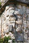 Sculpture on the base of the Great Pyramid, Uxmal, Mexico.