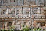 Representations of parrots on the facade, Great Pyramid, Uxmal, Mexico.