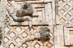 Snake on the front of the Nunnery Quadrangle, Uxmal, Mexico.