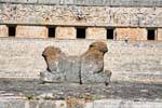 The throne Jaguar before the Governor's Palace, Uxmal, Mexico.
