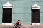 Passing a cyclist, Calle 42, Valladolid, Mexico.